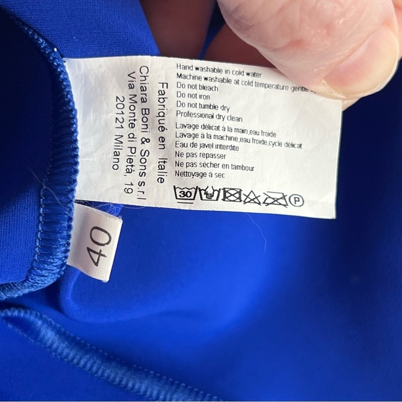 Chiara Boni Blue Ruched Waist Midi Cocktail Dress size IT 40/ US 4 - Picture 4 of 5